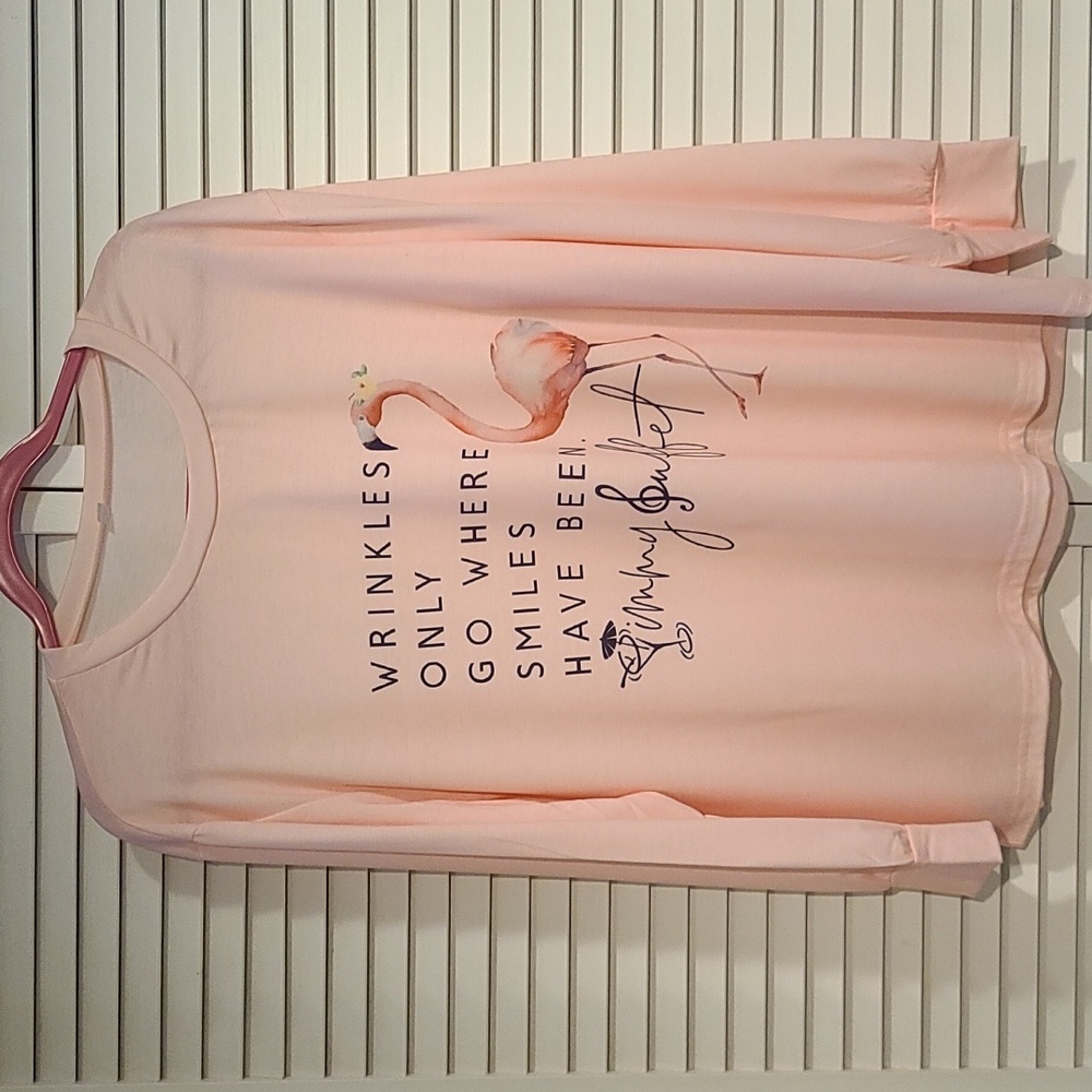 Sweatshirt "Wrinkles only go where smiles have been" by Jimmy Buffett NWT Pink - Picture 2 of 6